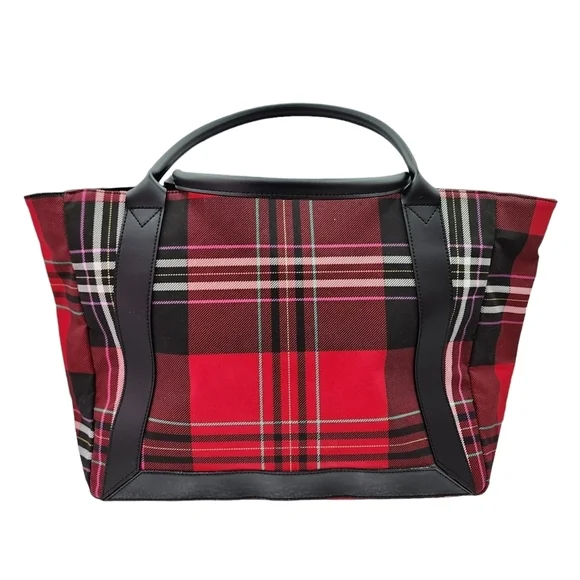 Victoria's Secret Women's Holiday Plaid Floral Tote Bag Hand Bag - Picture 5 of 11